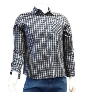 Roots Black White Plaid Long Sleeve Button Down Shirt  Size Large